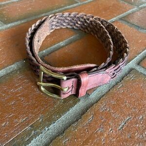 Brighton Brown Braided Woven Leather Belt Womens Size 34 Brass Buckle Vintage
